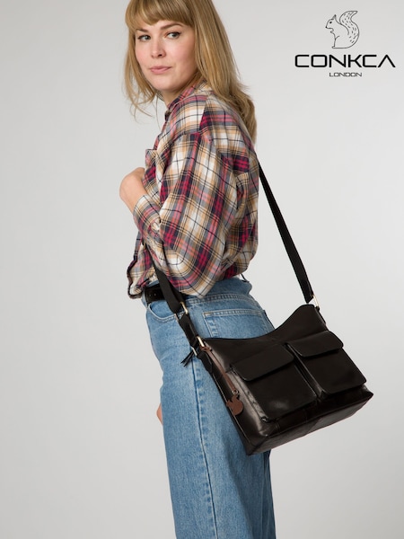 Svart - 'aimee' Leather Shoulder Bag (F20110) | kr1 240