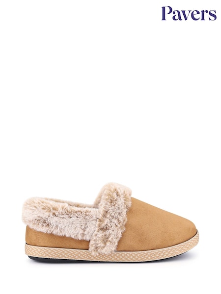 Pavers Brown Warm Lined Memory Foam Slippers (F20136) | €39