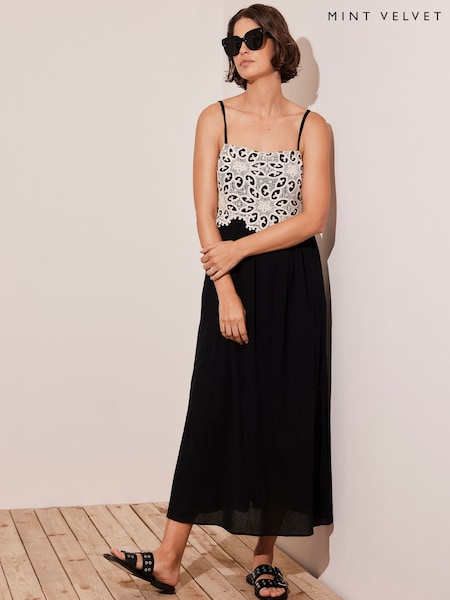 Mint Velvet Black Crochet Maxi Dress (F20160) | €154