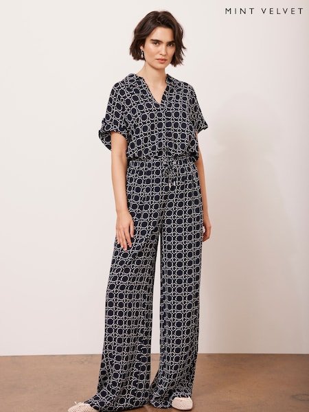 Mint Velvet Printed Wide Leg Trousers (F20168) | ‏448‏₪