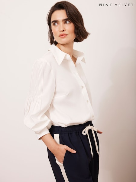 Mint Velvet White Pintuck Detail Shirt (F20173) | 440 QAR