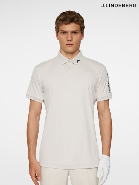 بيج - J.Lindeberg Golf Tour Tech Polo Shirt (F20192) | ‏437 د.إ.‏