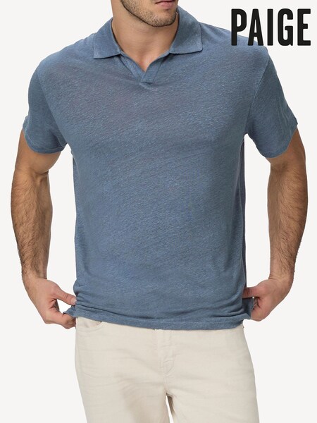 Paige Blue Shelton 100% Linen Polo Shirt (F20211) | 916 QAR