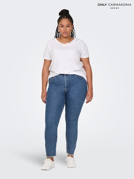 ONLY Curve Blue Mid Rise Skinny Fit Jeans With Comfort Stretch (F20234) | $66
