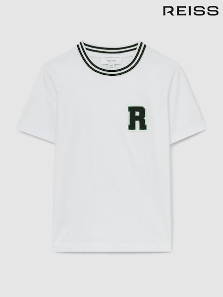 Blanco - Reiss Palmers Cotton Letter-Patch T-Shirt (F20248) | 30 €