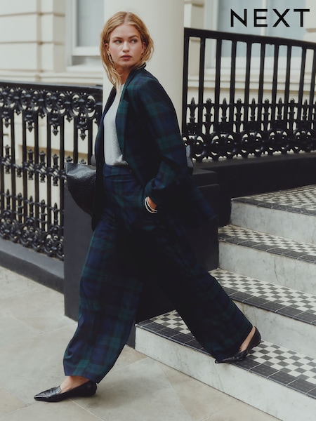 Green/Navy Tartan Single Breasted Blazer (F20263) | €83