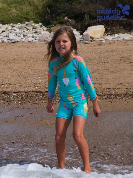 Lys Blå - Muddy Puddles UV-beskyttende surfesett med Kort (F20336) | kr457