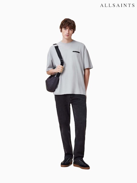 AllSaints Grey 100% Organic Cotton Redact Short Sleeve Crew Neck T-Shirt (F20374) | AED344