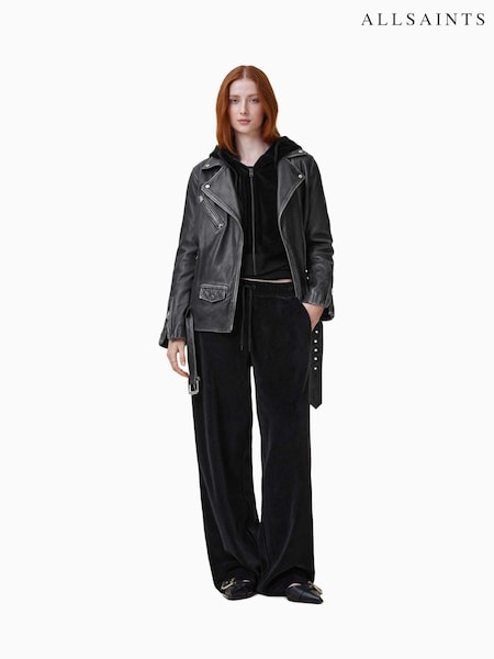 AllSaints Black Vin Velvet Sweatpants (F20404) | R$ 1,275