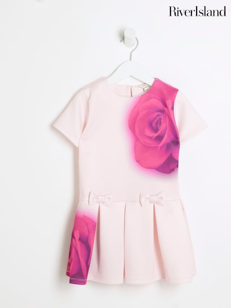 River Island Girls Rose Drop Waist Scuba Dress (F20558) | ‏11 ر.ع.‏