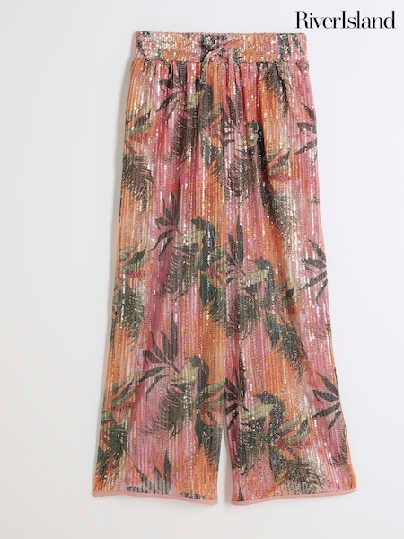 River Island Pink Girls Orchid Sequin Trousers (F20561) | AED93