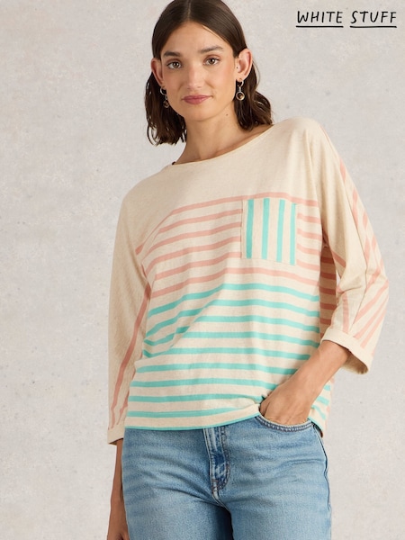 White Stuff Natural Demi Dolman 100% Cotton T-Shirt (F20571) | 101 QAR