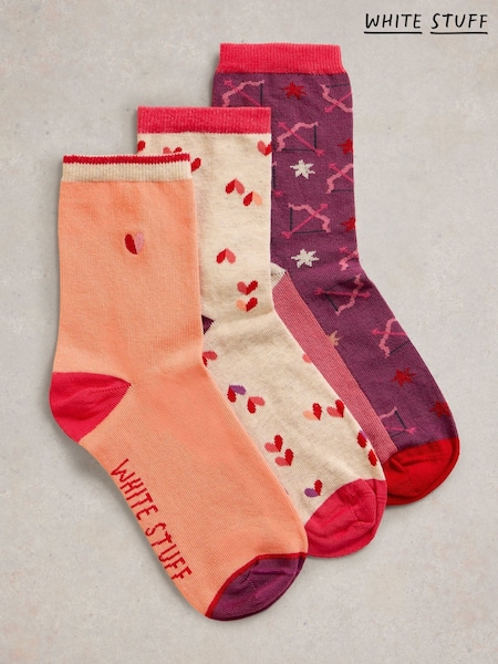 White Stuff Red I Heart You Ankle Socks 3 Pack (F20579) | €18.50