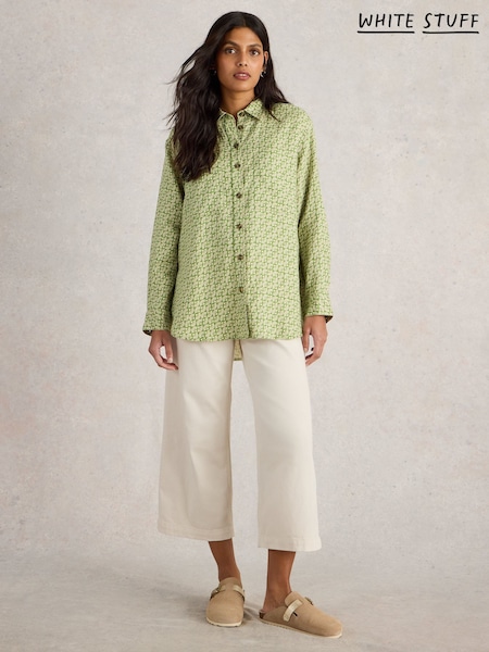 White Stuff Green Lydia 100% Linen Shirt (F20593) | $121