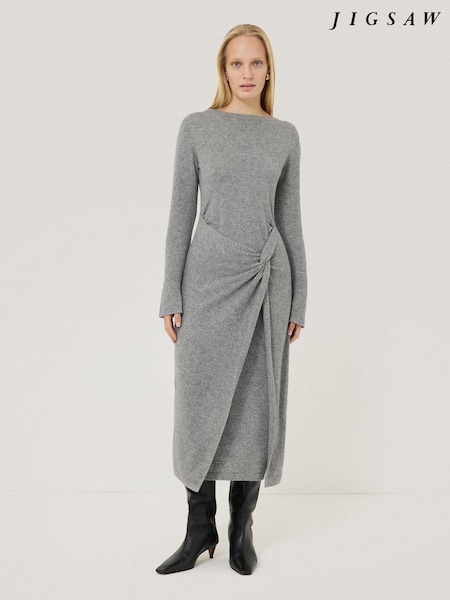 Jigsaw Grey Wool Cashmere Blend Knot Dress (F20634) | €108