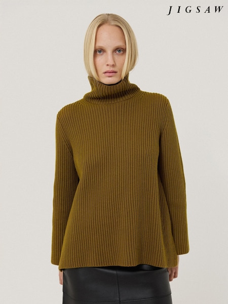 Jigsaw Green Cotton Blend Faroe Fishermans Jumper (F20637) | AED844