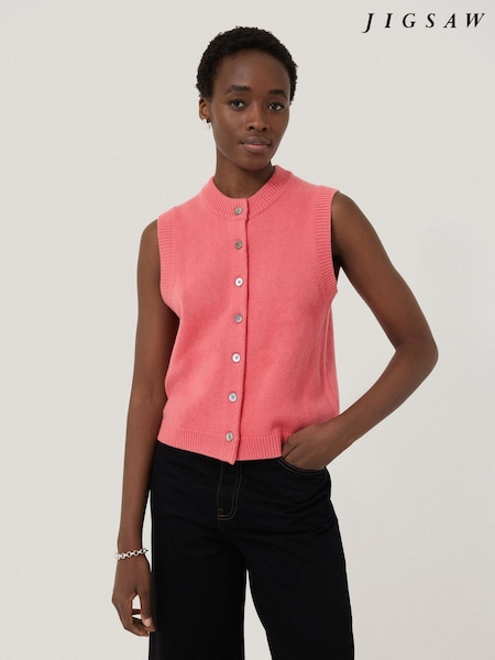 Jigsaw Pink Wool Cashmere Blend Waistcoat (F20638) | €121