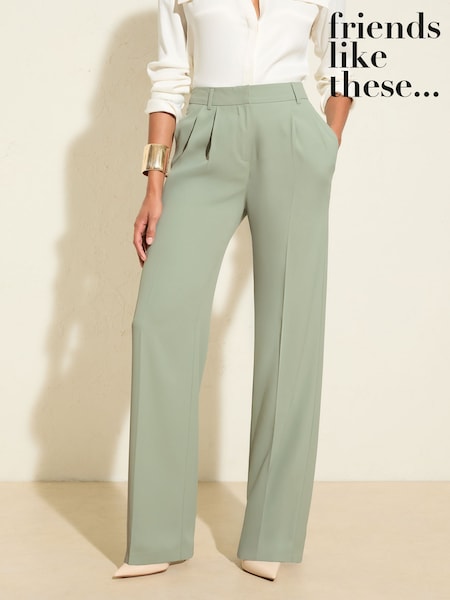 Friends Like These Seafoam Premium Elastic Back Tailored Wide Leg Trousers (F20650) | €47