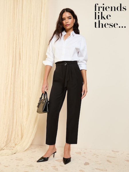 Friends Like These Black Tapered Belted Tailored Trousers (F20660) | €45