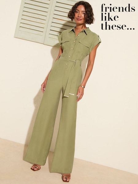Friends Like These Khaki Green Utility Jumpsuit (F20762) | R$ 575