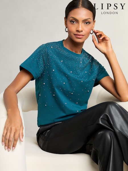 Lipsy Blue Embellished T-Shirt (F20771) | €27