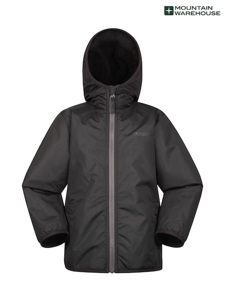 Mountain Warehouse Black Robin Kids Water Resistant Borg Lined Jacket (F20803) | AED151