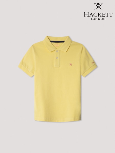 צהוב - Hackett Classic Fit Embroidered Piqué Polo (F20811) | ‏251‏₪