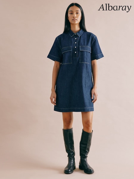 Albaray Blue Short Denim Shirt Dress (F20967) | 464 LEI