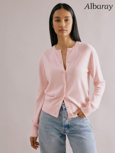 Albaray Pink Cashmere Blend Cardigan (F20981) | €98