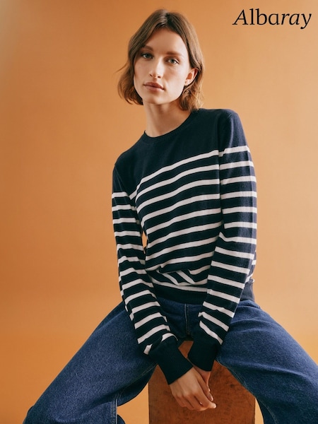 Albaray Blue Stripe Crew Lightweight Jumper (F20988) | €91