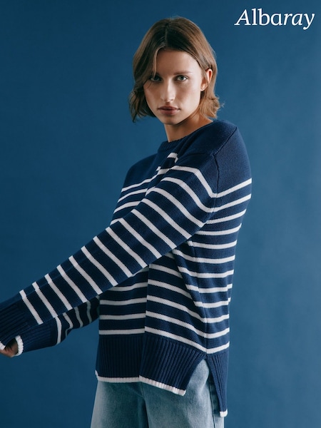 Albaray Blue Breton 100% Cotton Stripe Jumper (F20993) | €95