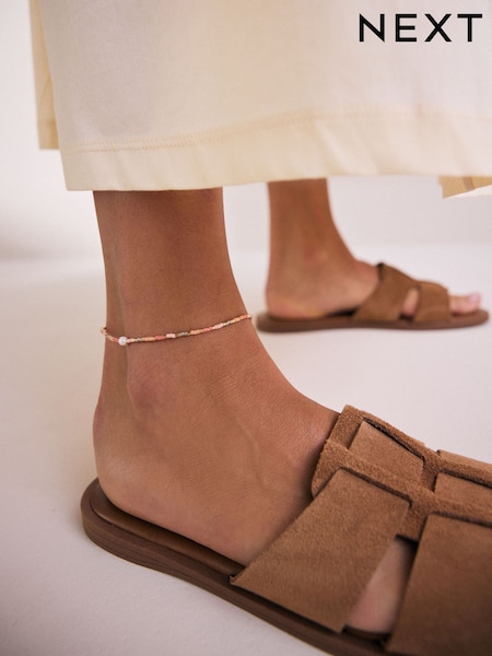 Orange Beaded Anklet (F21021) | AED42