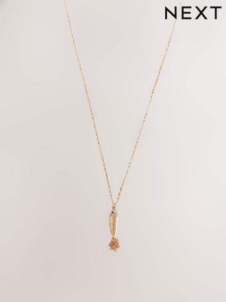 Gold Tone Fish Tassel Necklace (F21023) | €17.50