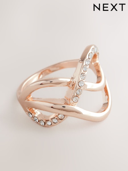 Rose Gold Tone Pave Twist Ring (F21029) | € 12