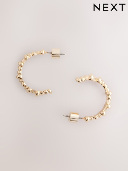 Gold Tone Ridged Hoop Earrings (F21032) | €11