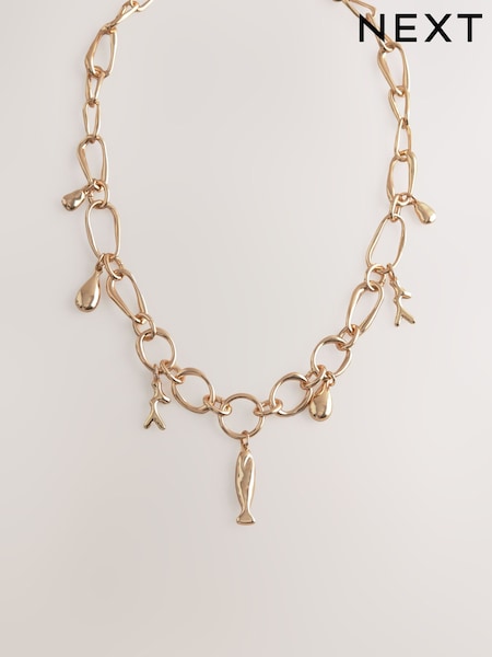 Gold Tone Fish Charm Necklace (F21034) | €22
