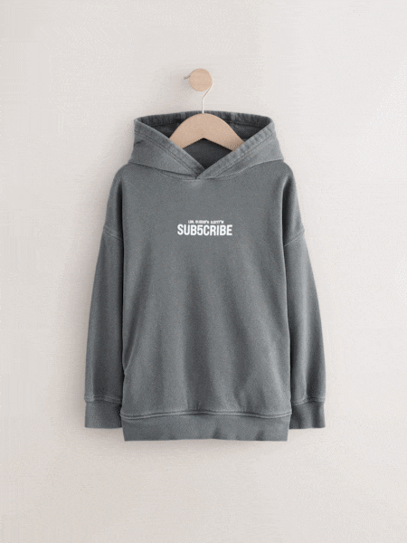 Grey Washed Hoodie Subscribe Hoodie (3-16yrs) (F21035) | AED71 - AED88