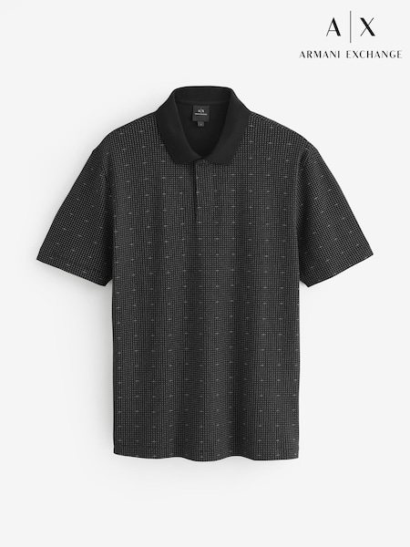 Armani Exchange Regular Fit Logo Black Polo Shirt (F21050) | R$ 790