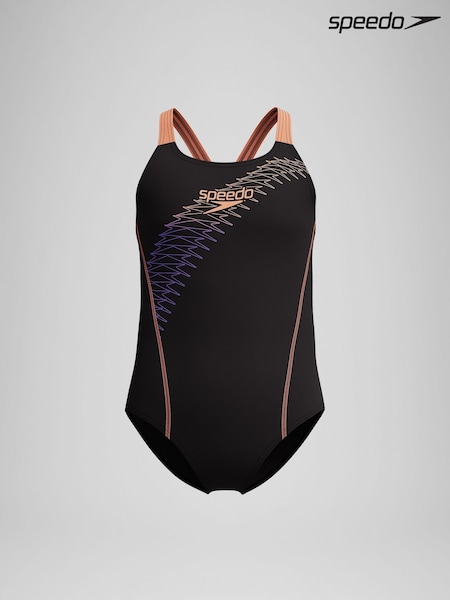 Speedo Black Medley Logo Medalist Swimsuit (F21084) | AED102