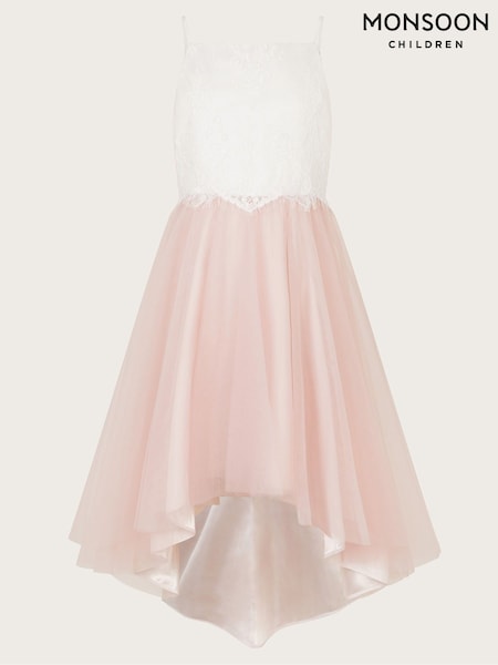 Monsoon Pink Alianthe Sleeveless Lace High Low Dress (F21108) | €89 - €96