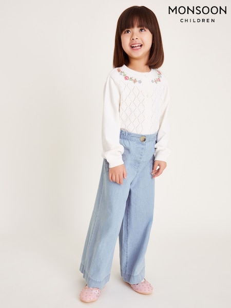 Monsoon 100% Cotton Wide Leg Chambray Trousers (F21113) | ‏178 د.إ.‏ - ‏ 206‏ د.إ.
