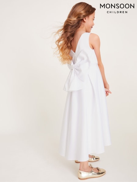 Monsoon White Oversized Sabrina Bow Communion Dress (F21116) | €82 - €96
