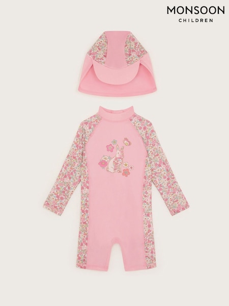 Monsoon Baby Bunny Upf 50+ Long Sleeve Swimsuit And Sun Hat Set (F21132) | €40 - €43