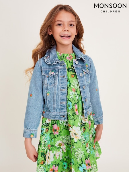 Monsoon Floral Print Embroidered 100% Cotton Denim Jacket (F21133) | ‏161‏₪ - ‏181‏ ₪