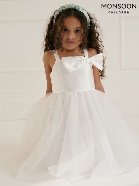 Monsoon White Betty Bow Dress (F21135) | ₪251 - ₪302