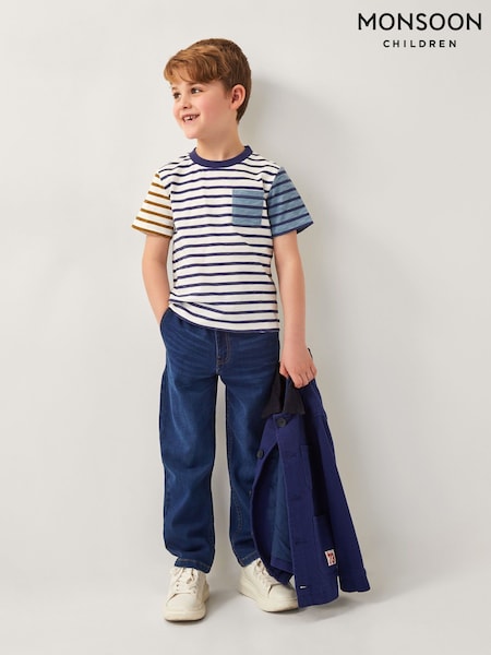 Monsoon White Mix Stripe 100% Cotton T-Shirt (F21140) | €18 - €21