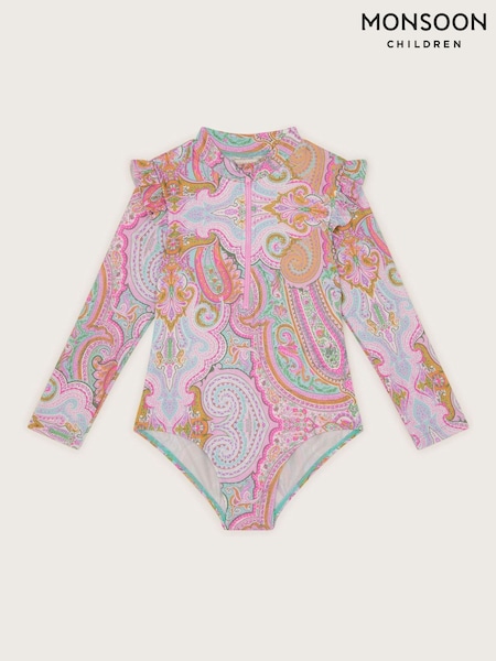 Monsoon Blue Paisley UPF 50+ Long Sleeve Swimsuit (F21165) | 124 QAR - 144 QAR