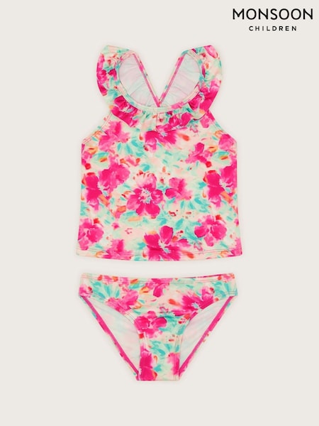 Monsoon Black Tropical Floral Ruffle Tankini Set (F21168) | €25 - €31