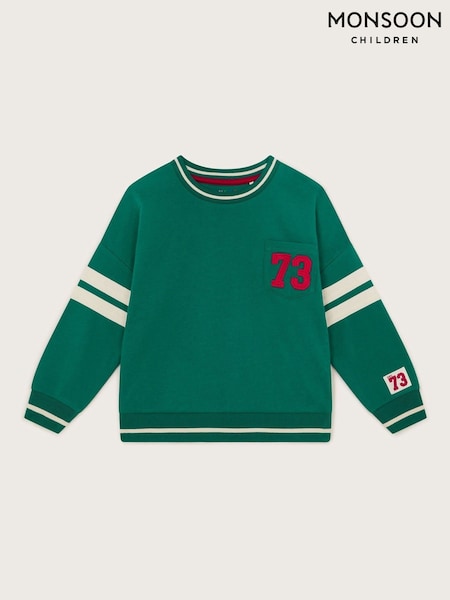 Monsoon Green Varsity Stripe 100% Cotton Sweatshirt (F21169) | R$ 225 - R$ 265