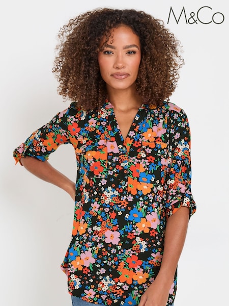 Roz - M&Co Half Placket Floral Blouse (F21226) | 223 LEI